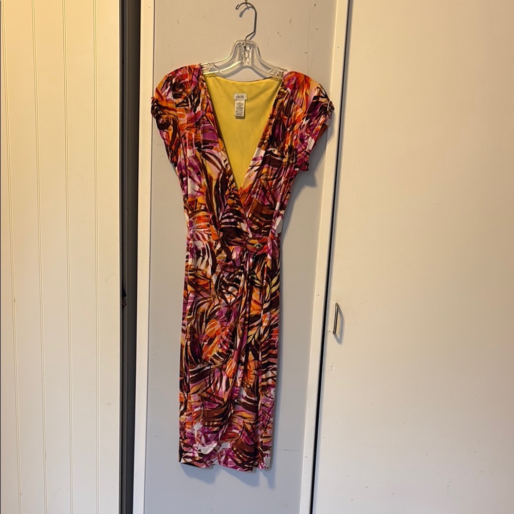 Cache Tropical Print Midi Dress